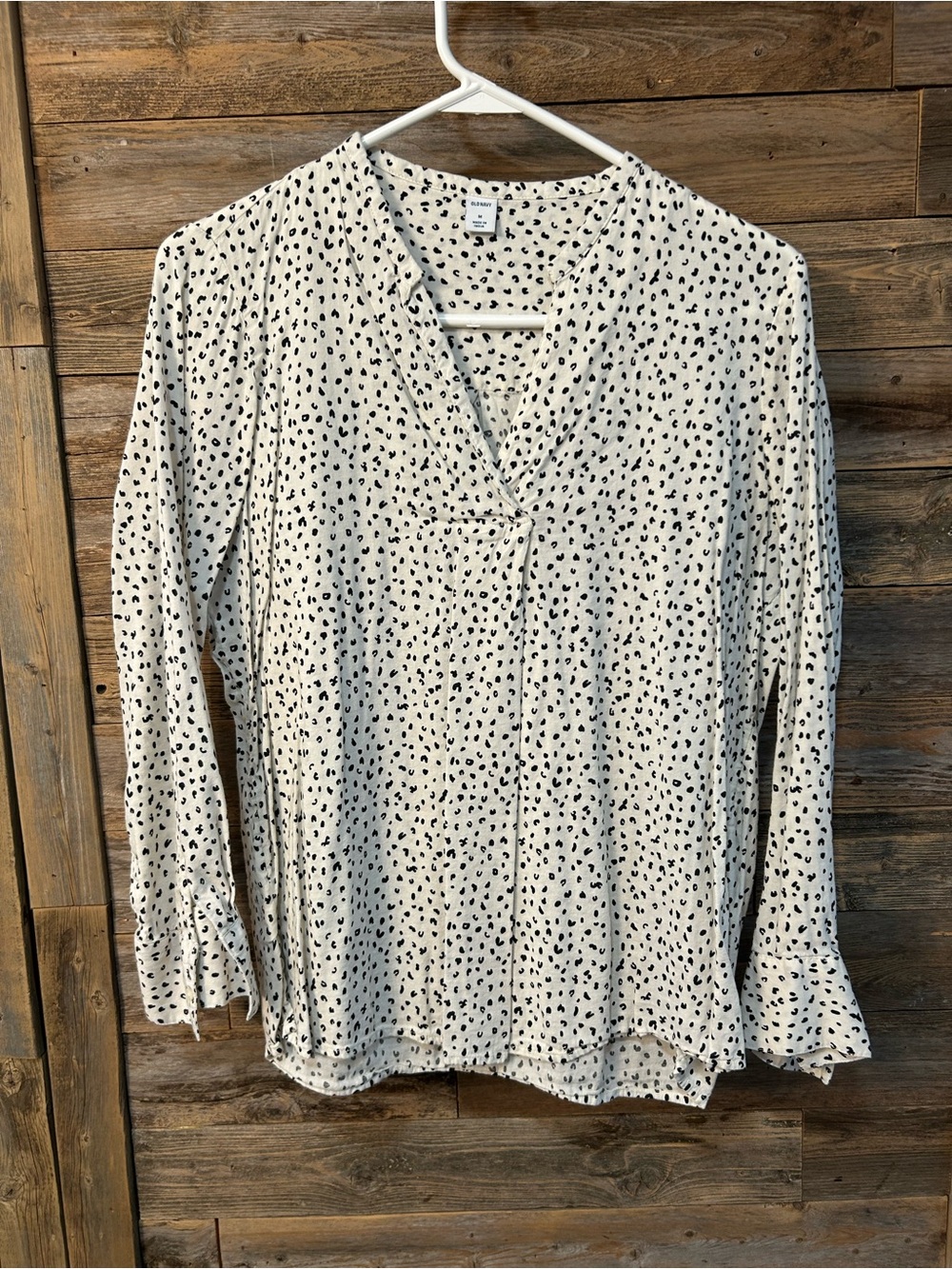 Old Navy Cream Blouse with Black Dot Print - size M